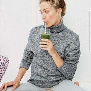 J. Crew Heather Gray Sweatshirt Turtleneck Cotton Sweater